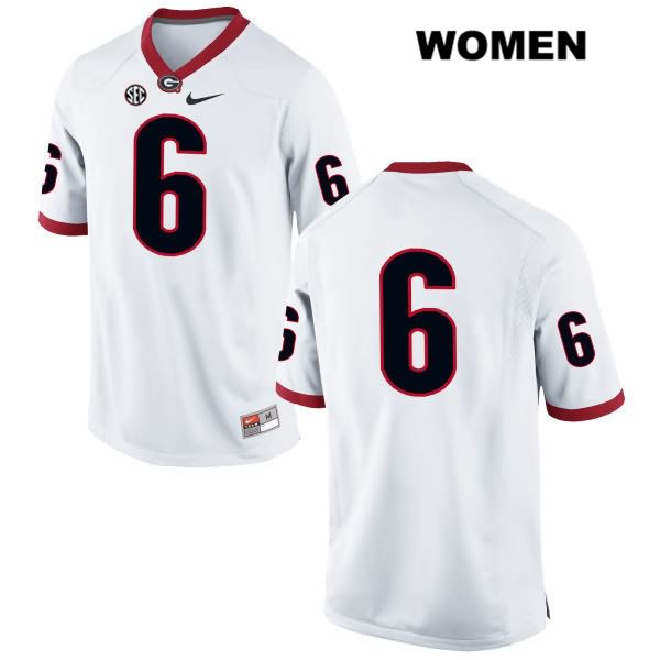 Georgia Bulldogs Women's Otis Reese #6 NCAA No Name Authentic White Nike Stitched College Football Jersey TRG4656NS
